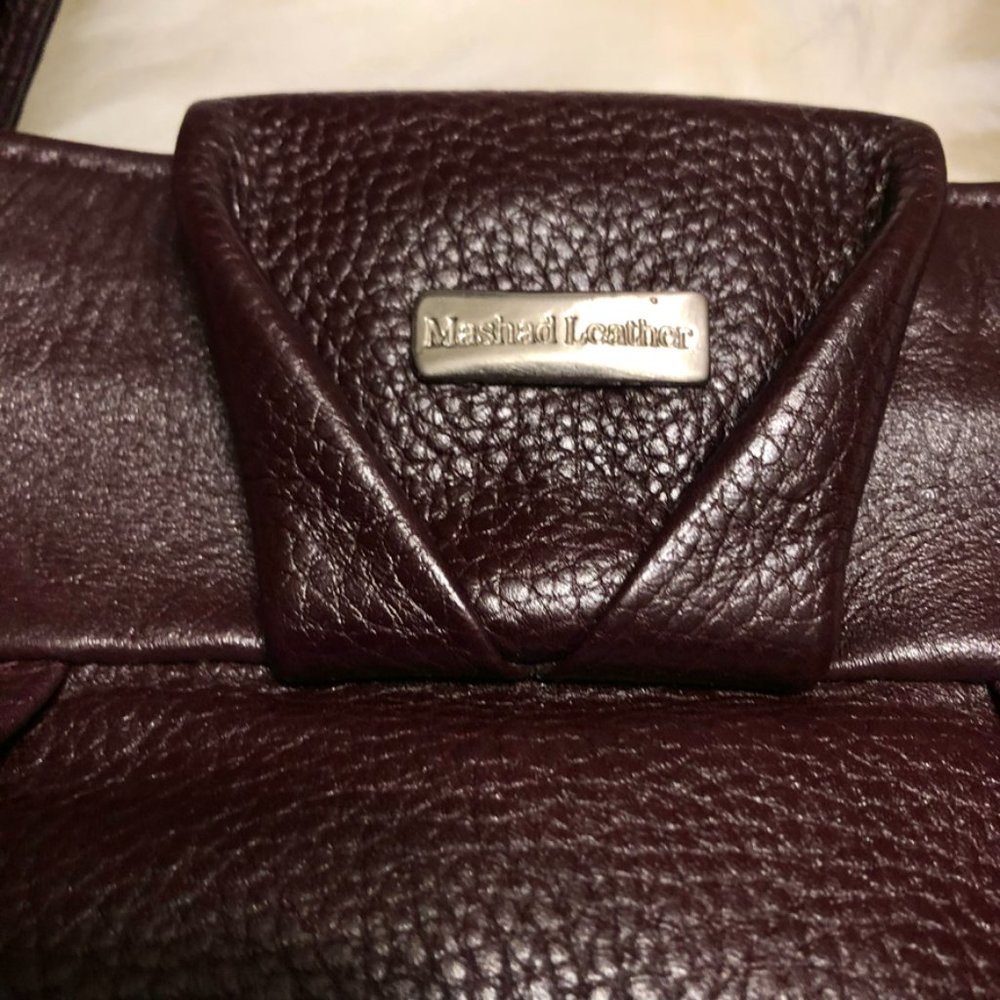 Women Mashad  Pebbled Leather burgundy satchel - Picture 2 of 6
